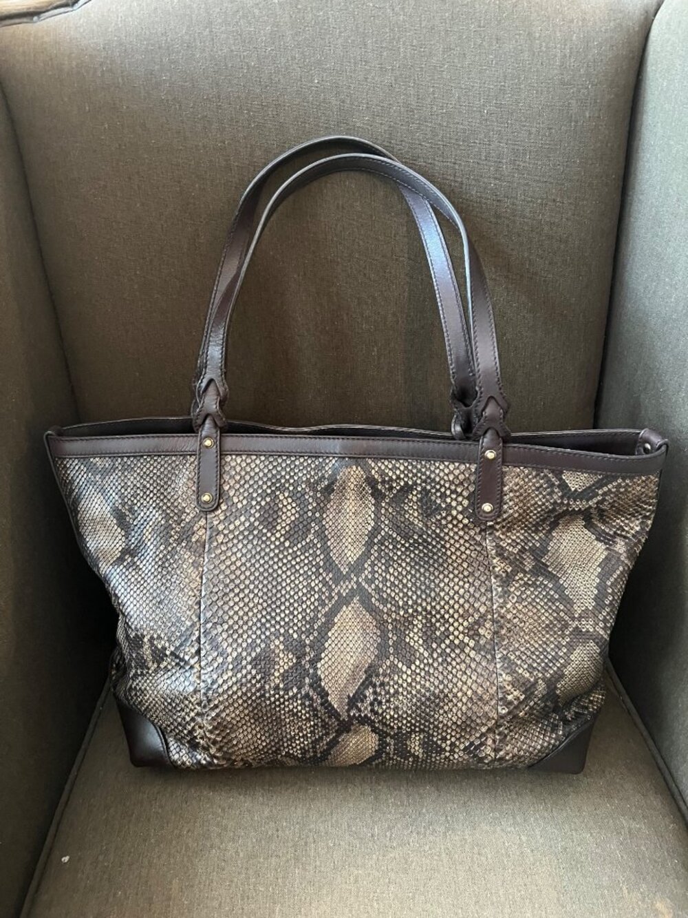Gucci Python and Leather Trim Tote